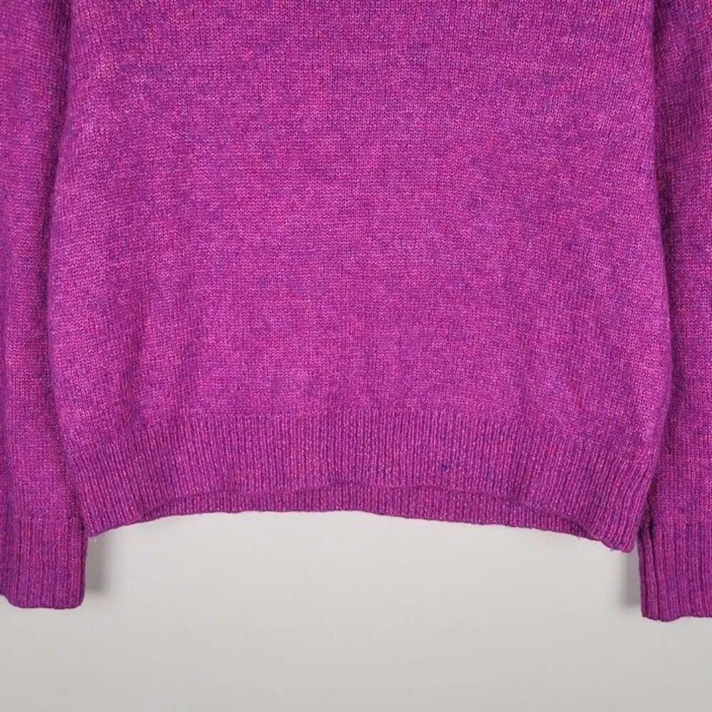 J. Crew Size S Relaxed Saddle Sleeve Crewneck Sweater Merino Alpaca Fuchsia